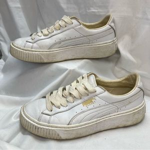 Puma Leather Basketball Court Shoes Size 7 (37.5) White